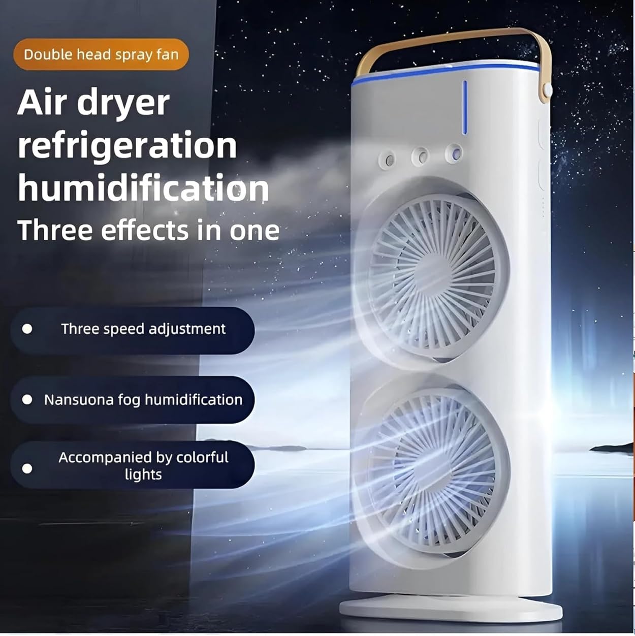 Mini Air Cooler, Double-Ended Spray Cooling with Mist Humidifier Usb Mini Table Cooling for Office Travel Cooler Fan Versatile with Adjustable