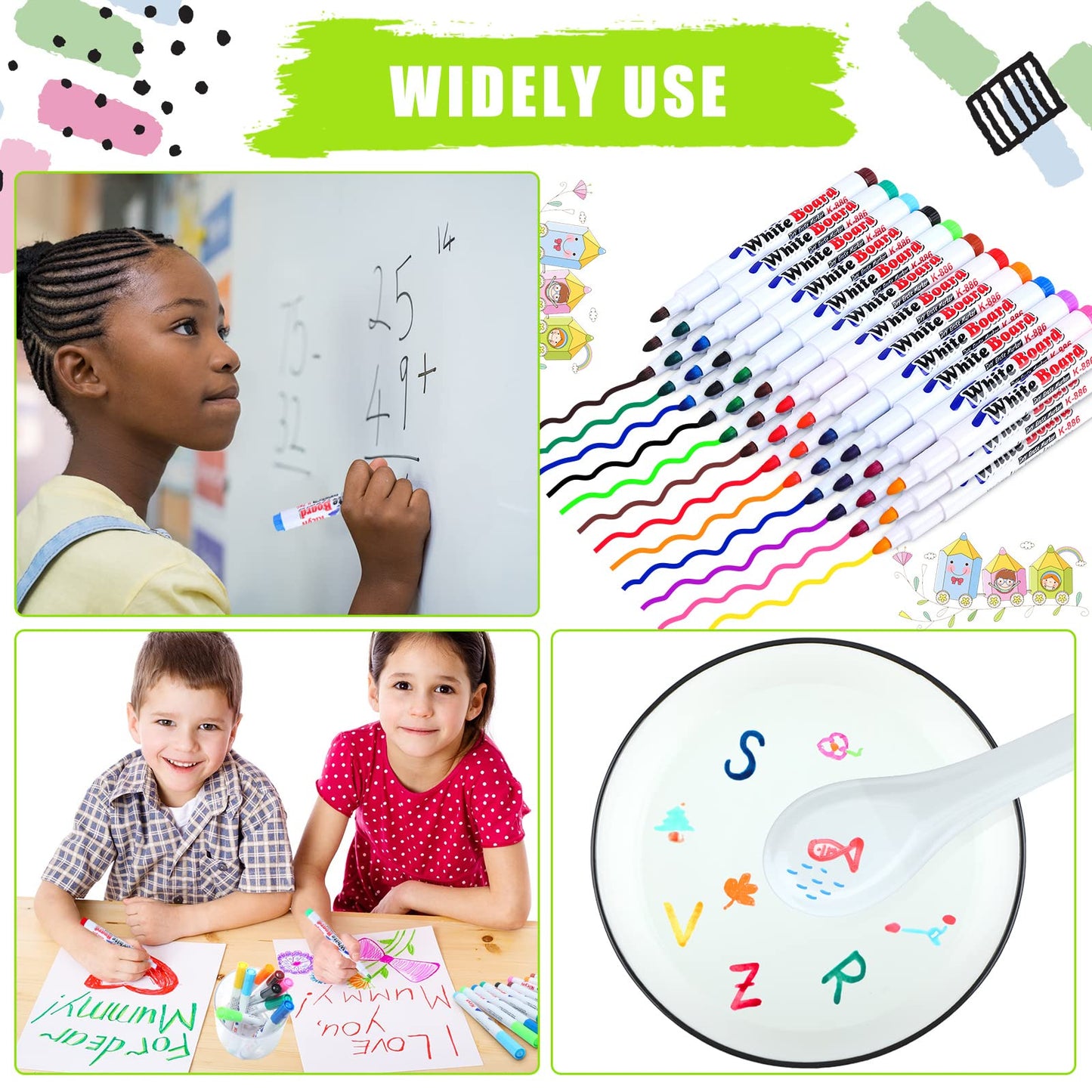 11-Piece Magical Floating Ink Marker Pen Set with Ceramic Spoon