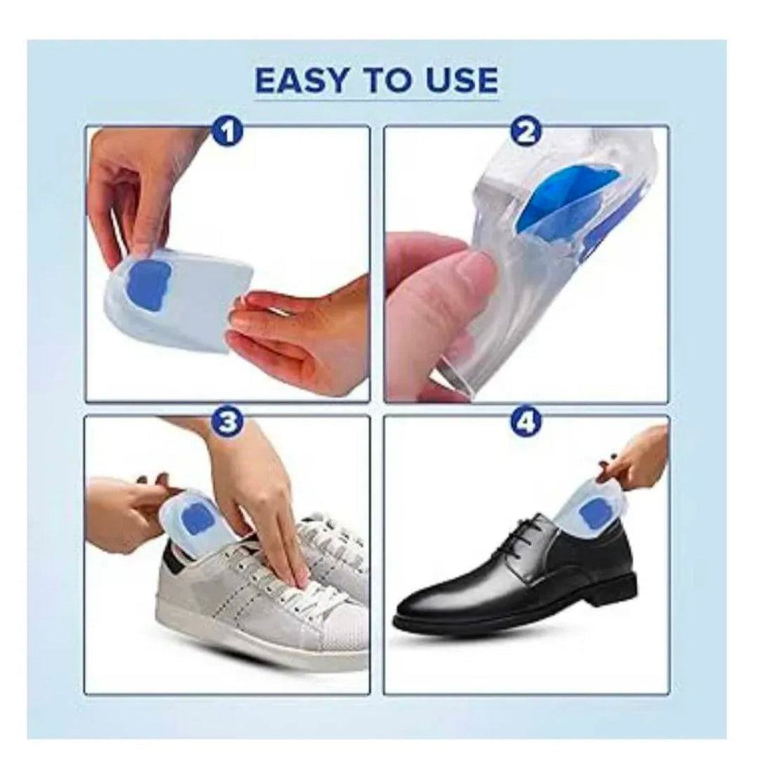 Silicone Gel Heel Pads Cushion Cup Insoles For Pain Relief,Heel Support,Shoe Inserts (1 pair)