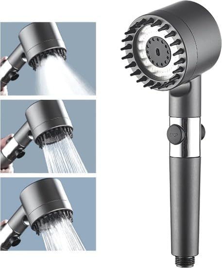 Multifunctional 4 in 1 high pressure massage Handheld shower head with 3 mode adjustment, One-button Adjustment Shower Head And Sprinkler with 1.5m...