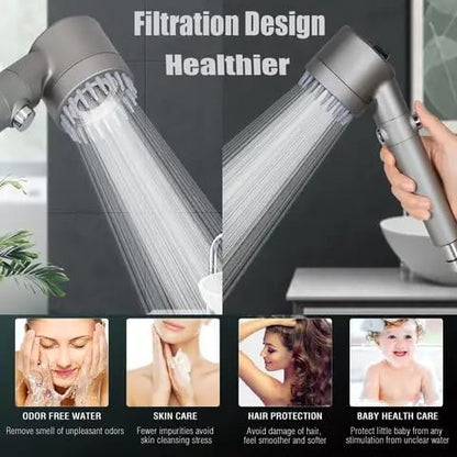 Multifunctional 4 in 1 high pressure massage Handheld shower head with 3 mode adjustment, One-button Adjustment Shower Head And Sprinkler with 1.5m...