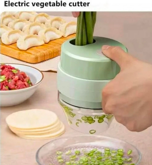 Electric Vegetable Cutter 4 in 1 no Hand Press Mini Multi-Purpose Kitchen Cutter