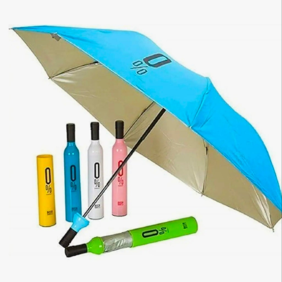Compact Bottle Umbrella – Portable Folding Umbrella in Wine Bottle Case for Travel, Purse & Daily Use