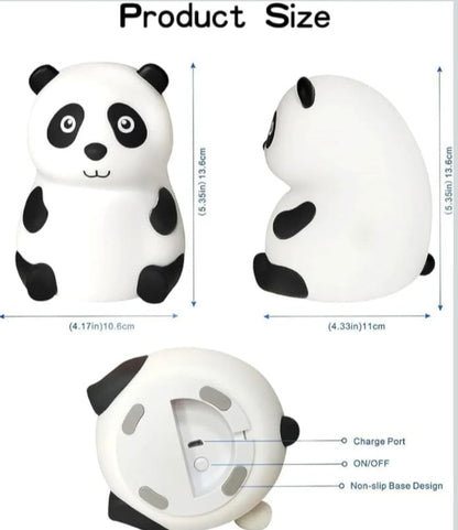 Panda Night Light for Kids - Soft Silicone Rechargeable Lamp with Tap Control, Multi-Color Modes - Perfect for Bedside, Baby Rooms, and Gifting