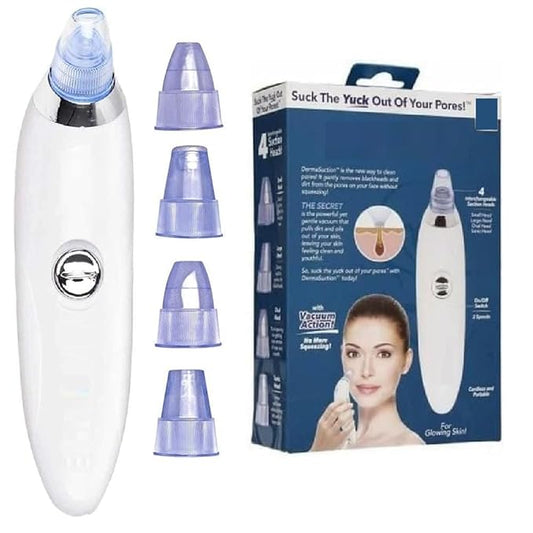 Derma Suction Blackhead Remover Tool – Electric Pore Vacuum Cleaner with 4 Suction Heads for Deep Facial Cleansing, Acne, Pimple & Oil Removal – USB Rechargeable