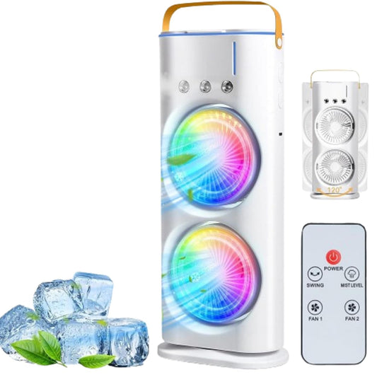 Mini Air Cooler, Double-Ended Spray Cooling with Mist Humidifier Usb Mini Table Cooling for Office Travel Cooler Fan Versatile with Adjustable