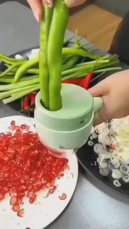 Electric Vegetable Cutter 4 in 1 no Hand Press Mini Multi-Purpose Kitchen Cutter