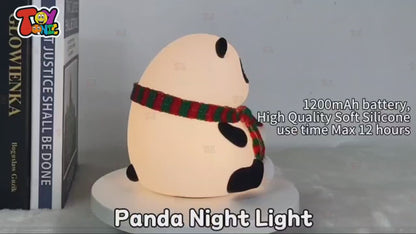 Panda Night Light for Kids - Soft Silicone Rechargeable Lamp with Tap Control, Multi-Color Modes - Perfect for Bedside, Baby Rooms, and Gifting