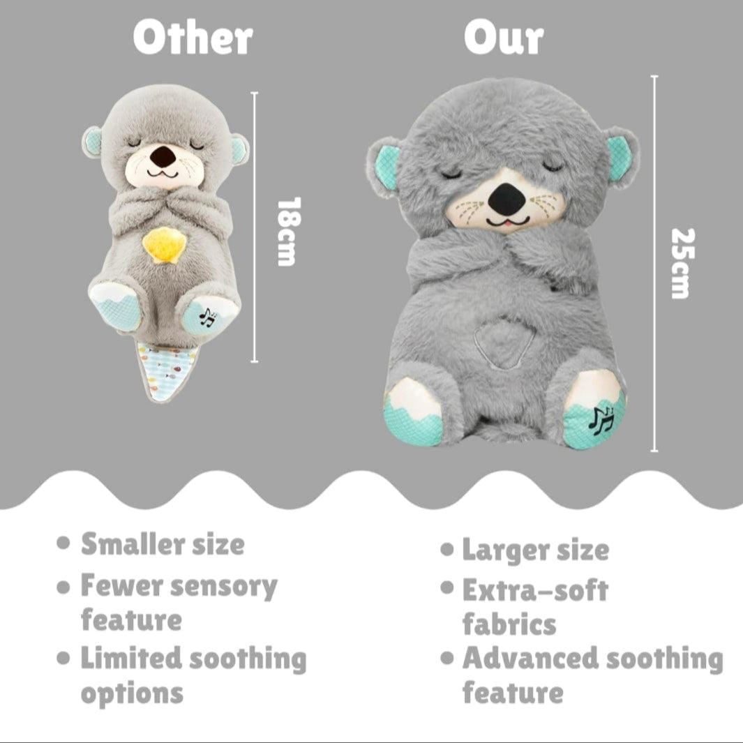 Breathing Teddy Otter Glowing Music for Baby Sensory Sleep Lights Rhythmic Simulation Plush for Babies Kids Soothing Sound and Décor Item  for Valentine