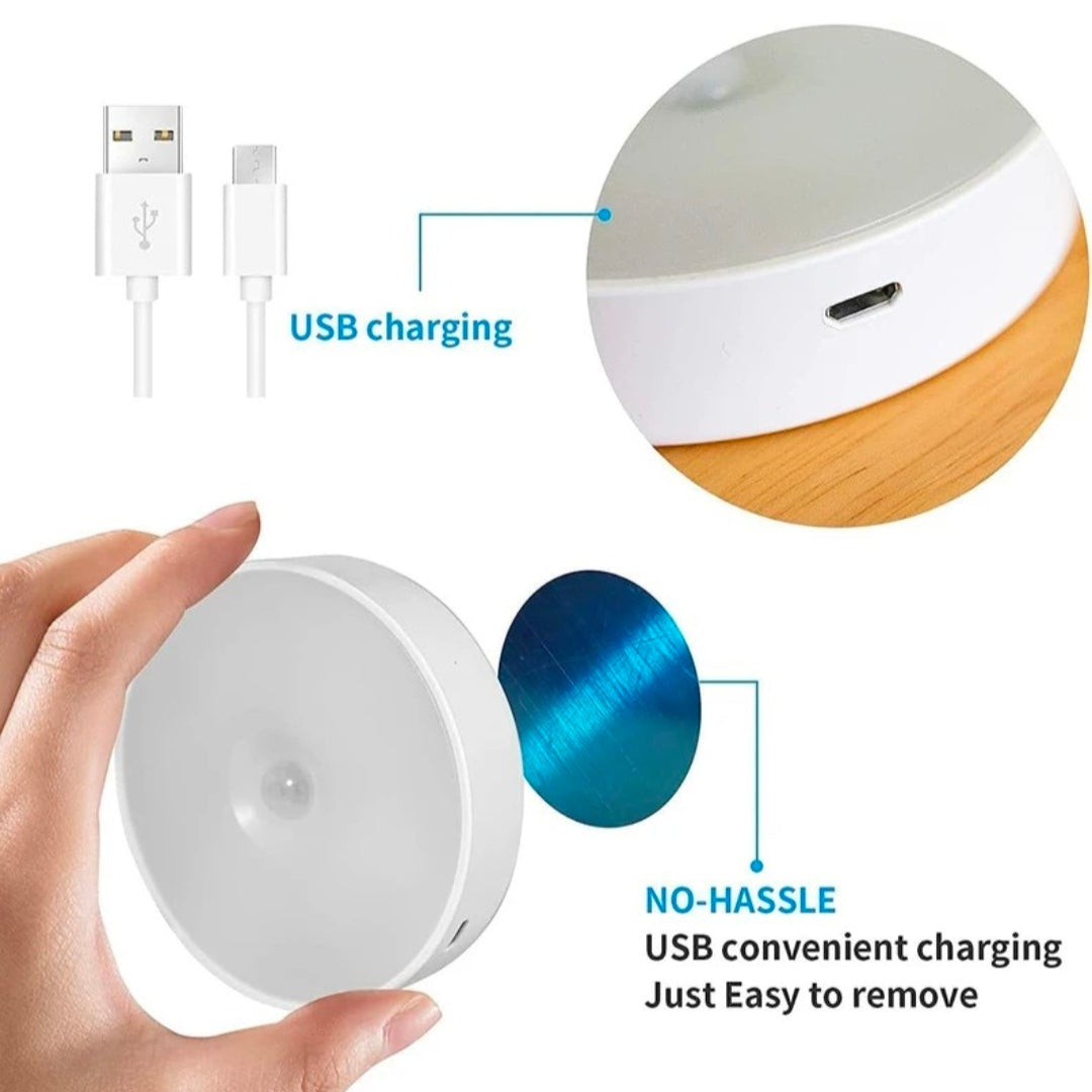 Sensor Light for Home with USB Charging Wireless Self Adhesive LED Night Light Rechargeable Body Sensor Wall Light for Hallway, Wardrobe, Bedroom, Bathroom Night Lamp  (3.35 cm, White)