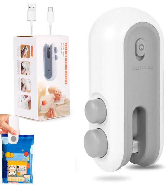 Portable Sealing Machine 2 in 1 USB Rechargeable Magnetic Bag Sealer Heat Seal &Cutter, Handheld Sealer for All Food