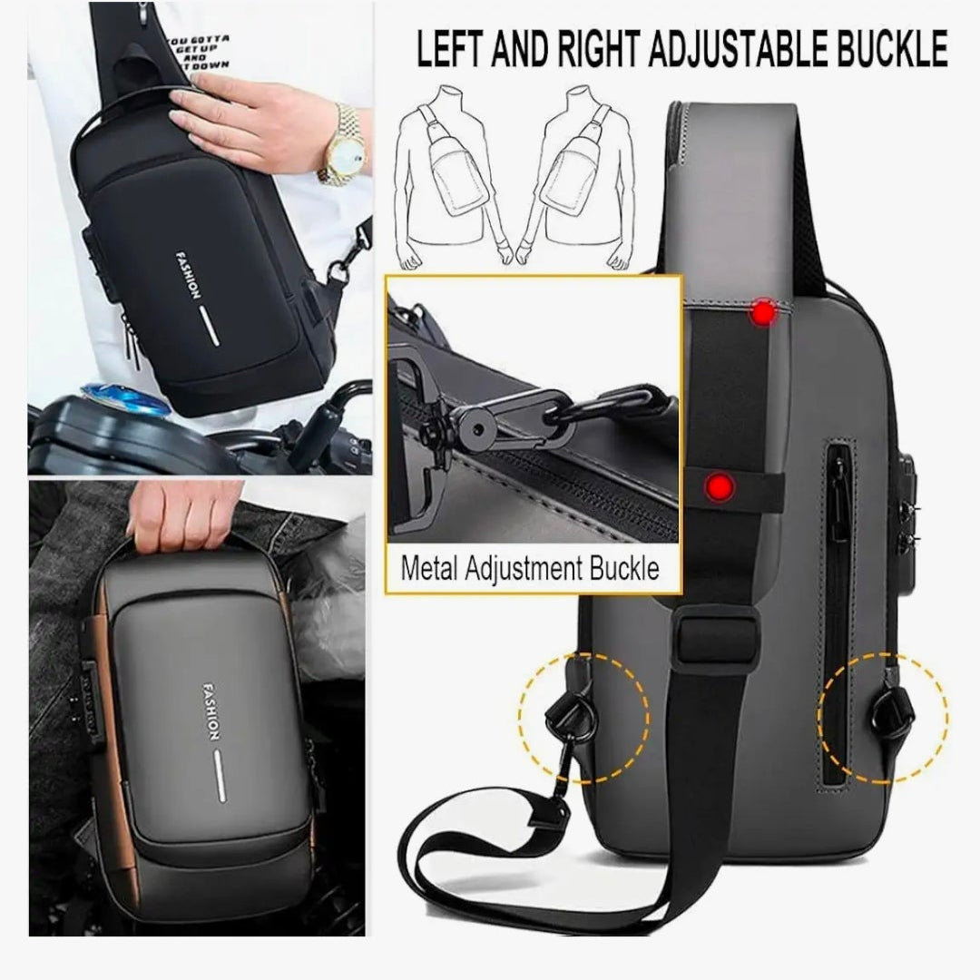 Sling Bag Small 6L Leptop Backpack Anti -Thief Water Resistant Cross Bag with USB Charging Port Bag