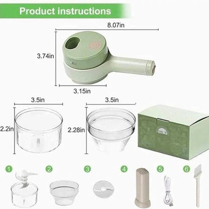 Electric Vegetable Cutter 4 in 1 no Hand Press Mini Multi-Purpose Kitchen Cutter