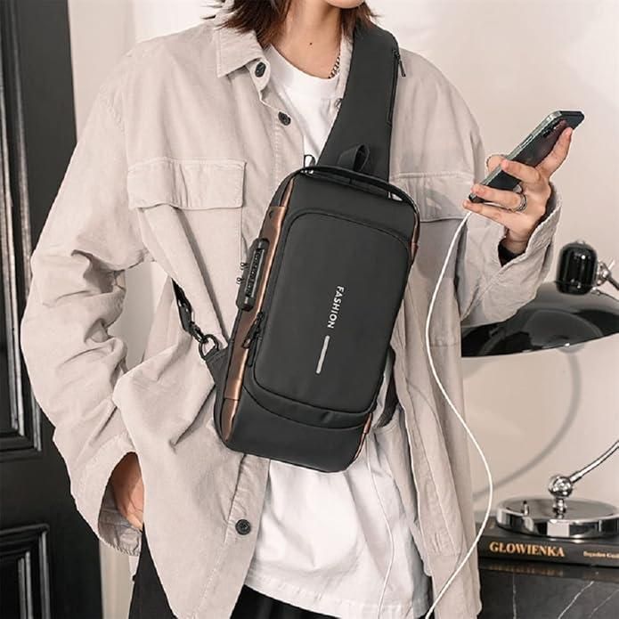 Sling Bag Small 6L Leptop Backpack Anti -Thief Water Resistant Cross Bag with USB Charging Port Bag