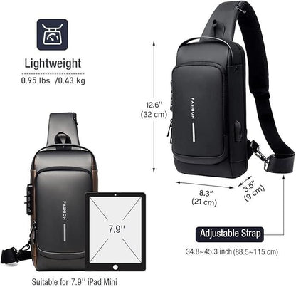 Sling Bag Small 6L Leptop Backpack Anti -Thief Water Resistant Cross Bag with USB Charging Port Bag