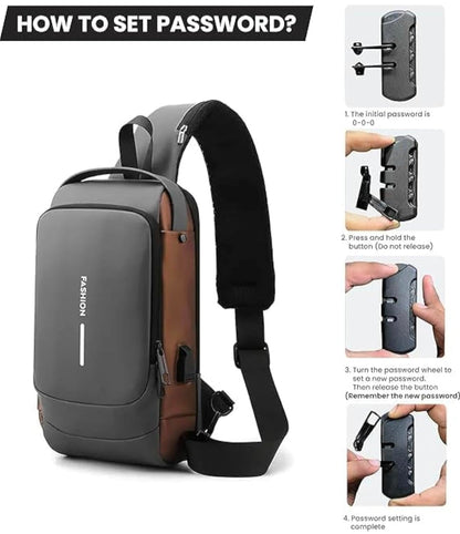 Sling Bag Small 6L Leptop Backpack Anti -Thief Water Resistant Cross Bag with USB Charging Port Bag