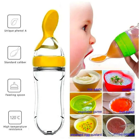 Silicone Squeeze Food Feeder with Ultra-Soft Spoon Multicolor